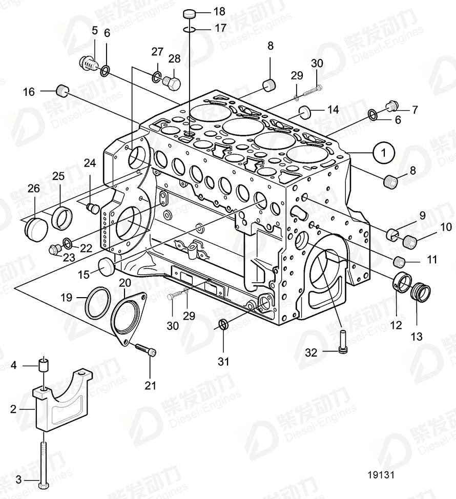 volvo penta Cylinder block 20460004 Drawing